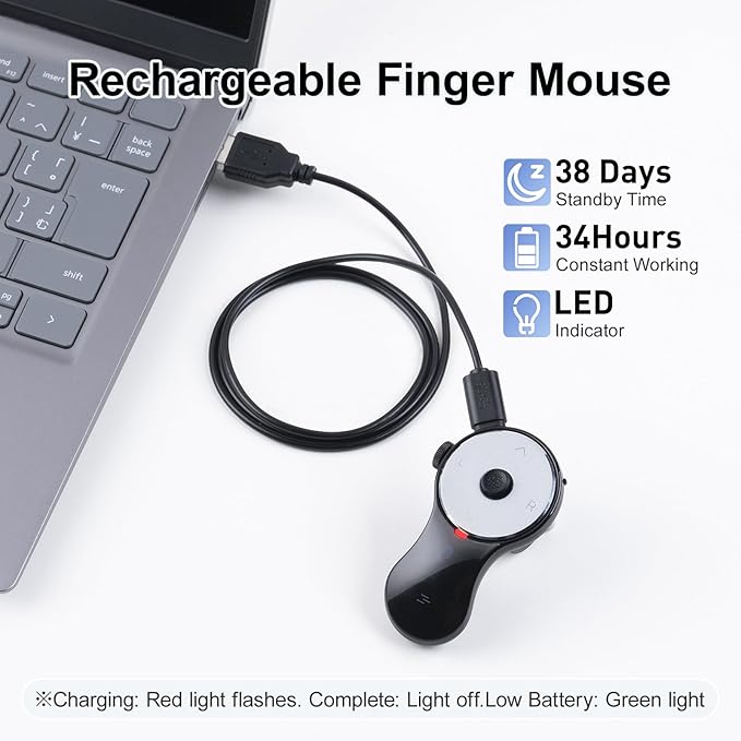 SANWA 3 in 1 Bluetooth Finger Ring Mouse Wireless Presentation Clicker Video Scroller &amp Page Turn for Kindle APP Mini Wearable Mouse Rechargeable Handheld Remote Mice for PC Laptop Mac Tabl
