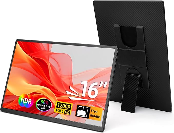 Portable Monitor for Laptops - 16 inch IPS FHD 1200P Laptop Screen Extender Dual Monitors for Laptops Compatible with Windows Mac Travel Work