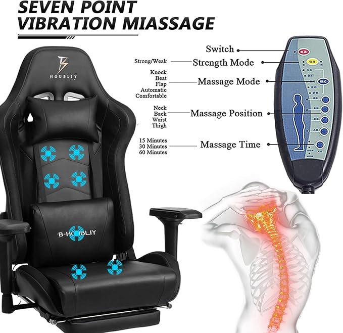 XOOFMASS Ergonomic Gaming Chair with LED Lights and Speakers Video Game Chair with Massage and Footrest Adjustable High Back Computer Chair with Lumbar Support and Headrest for Adult TeensPink