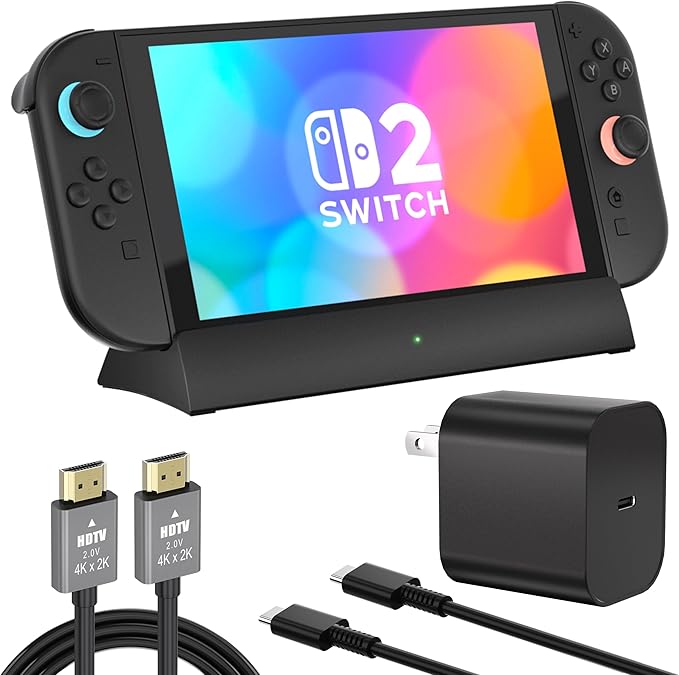 Switch 2 1080P HD USB-C Camera Dual Lens Switching Plug-and-Play 1080P HD Camera. When paired with the Switch 2 TV Dock supports 4K@120Hz HDMI output. Includes a 20V/3A power adapter and HDMI cable