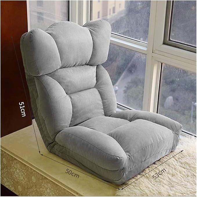 ELEFOCUS Folding Sofa Chair Folding Floor Chair Removable and Washable Lazy Sofa 6 Backrest Adjustments Meditation Chair(Grey)