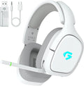 2.4GHz Wireless Gaming Headsets for PS5 PS4 PC Switch - Bluetooth 5.4 Gaming Headphones with Noise Canceling Mic Low Latency Connection 3D Immersive Surround Sound 30H Battery White