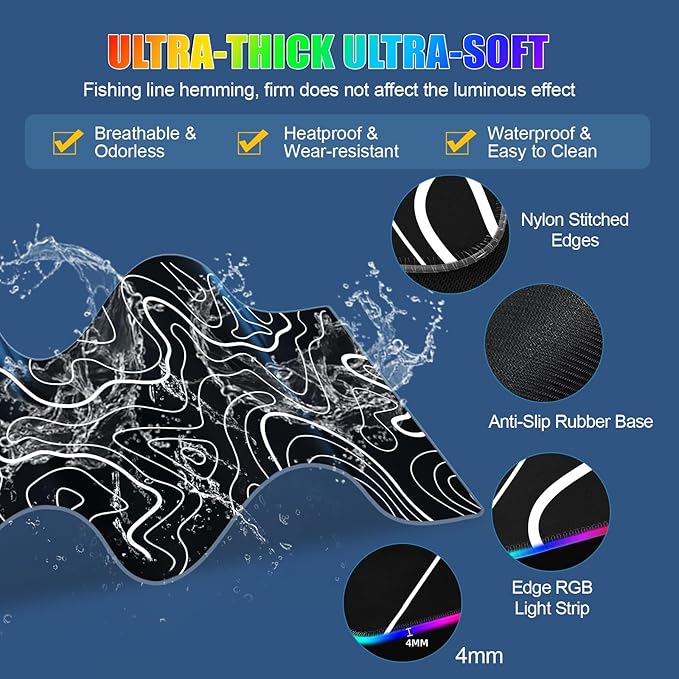 Mouse Pad with Foldable Phone Holder &amp Wireless Charger XL RGB Gaming Mousepad 31.5x11.8 Large Desk Mat for Keyboard Home Desk Pad with Dual Qi Charging Station | 11 Colors &amp 5 Modes | Wat