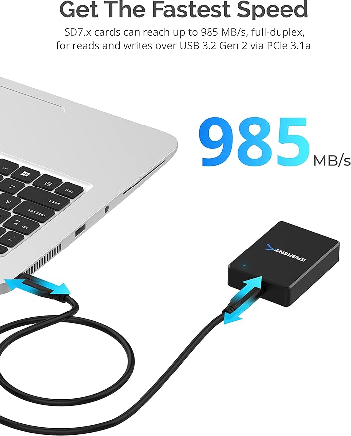SABRENT USB 3.2 Type-C and Type-A to SD Express 7.1 Card Reader (CR-SDX7)