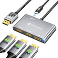 Reborn DisplayPort to Dual HDMI Splitter and DP Adapter 4K@60Hz DP Source to 2 HDMI and DisplayPort Adapter 1 in 3 Out Splitter Extended Display with PC Graphics Card Lenovo HP and More