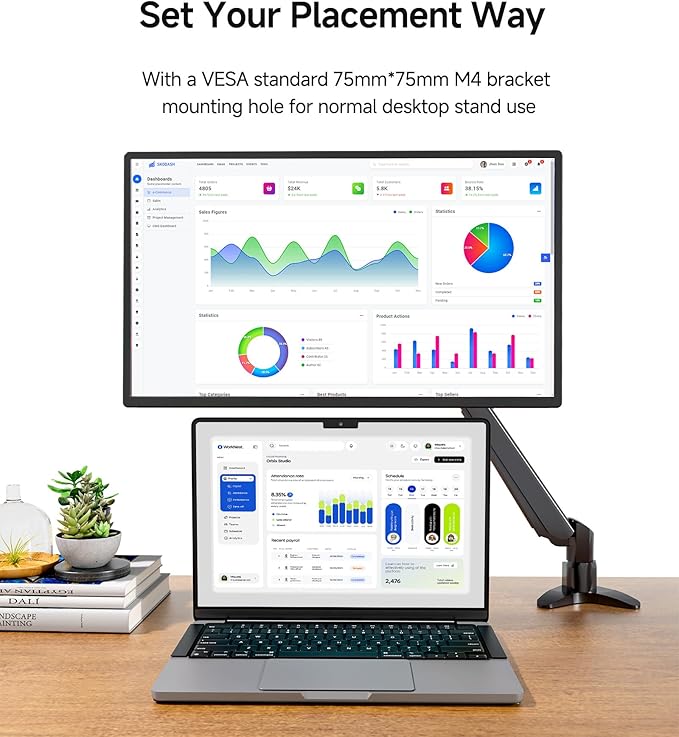 Large Portable Monitor 24 inch - 1080P FHD 100Hz Travel Monitor 125% sRGB IPS Laptop Screen Extender VESA Compatible Height Adjustable Detachable Stand with USB-C HDMI for Work Gaming Office Home