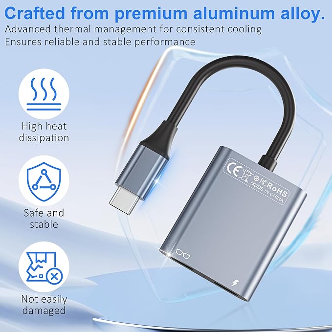 USB-C to Glasses Charging Adapter Charge and Play Adapter with 100W PD Charging and 4K@60Hz Display Output for Switch (Not Switch 2) ROG Ally PS4/5 Xbox Mac mini Laptops &amp DP Alt Mode Devic