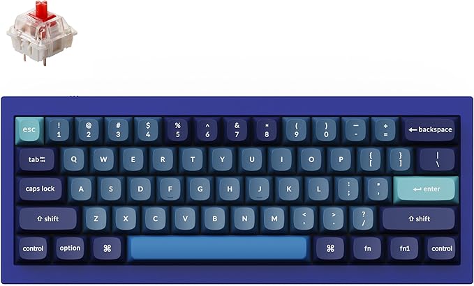 Keychron Q4 Wired Custom Mechanical Keyboard 60% Layout QMK/VIA Programmable Macro with Hot-swappable Gateron G Pro Red Switch Double Gasket Compatible with Mac Windows Linux (Navy Blue)