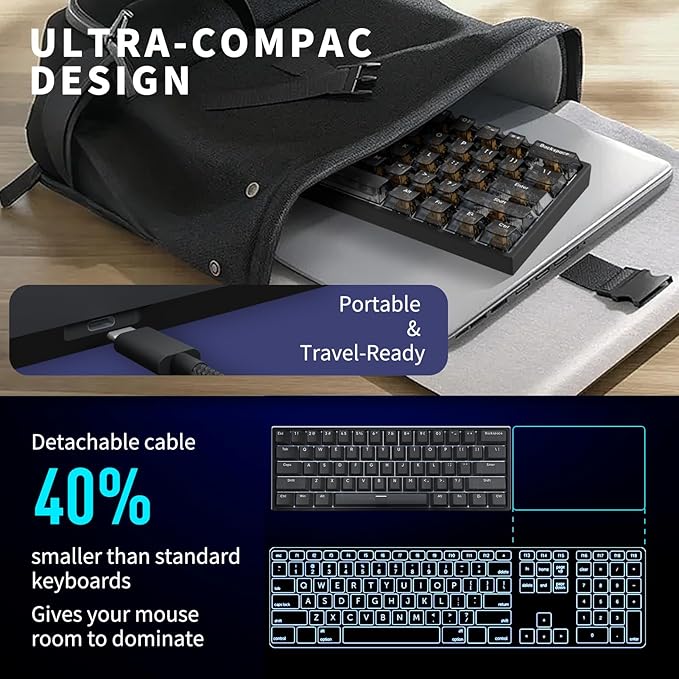 60% Mechanical Gaming Keyboard Wired YK61 Mini Hall Effect Magnetic Switch Keyboard 61 Keys Adjustable Actuation Rapid Trigger Mode 8K Hz Polling Rate Hot-Swap RGB Backlit (Translucent Black)