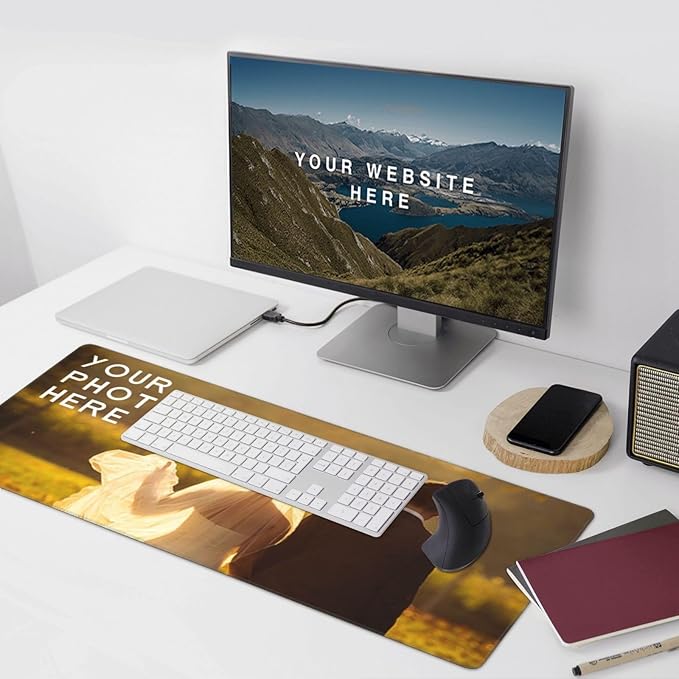 Custom Large Mouse Pad with Photo Personalized Mouse Pads with Picture Text Customized Non-Slip Mousepad for Gaming Offices Home Computer Desk 16x35.5in