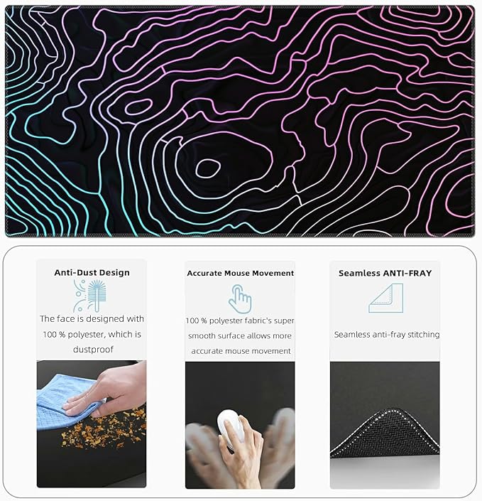 Wrist Rest for Computer Keyboard Small Mouse Pad and Desk Pad Mat 23.6 x 11.8 Set Office Desk Mat Non-Slip PU Desk Mat for Computer Laptop Office Gaming Home and Writing Pink Line