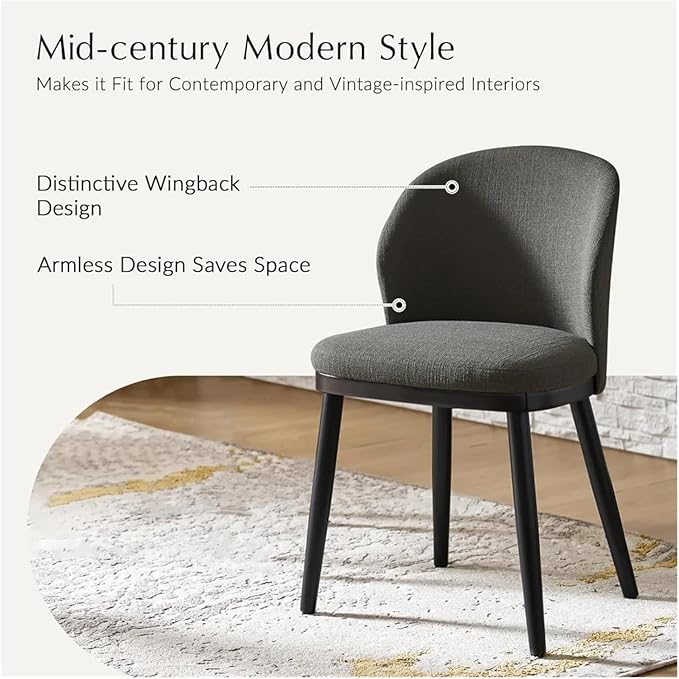 Adjustable Office Computer Chair with Armrest 1pcs Modern Style Comfortable Upholstered Decoration Dining Chairs Solid Wood Legs