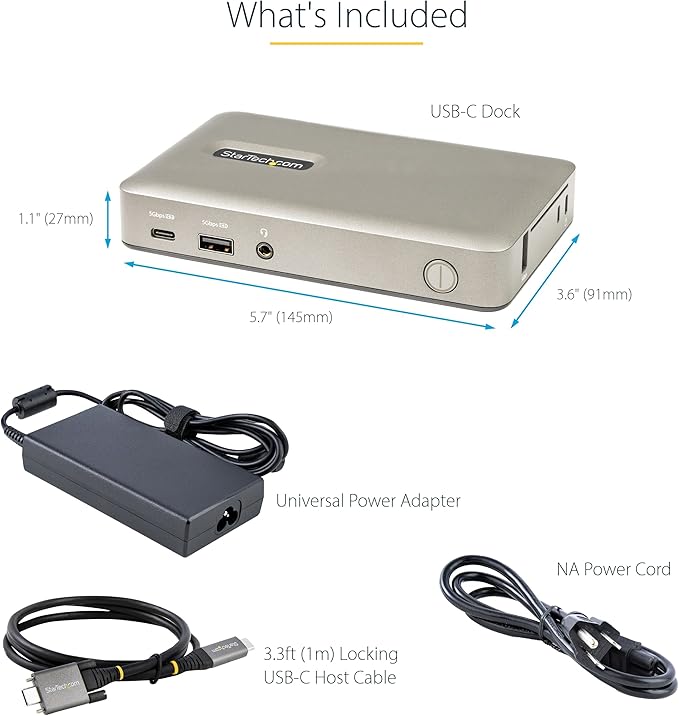 StarTech.com USB C Dock - USB-C to DisplayPort 4K 30Hz or VGA - 65W USB Power Delivery Charging - 4-Port USB 3.1 Gen 1 Hub - Universal USB-C Laptop Docking Station with Ethernet TAA (DKM30CHDPD)