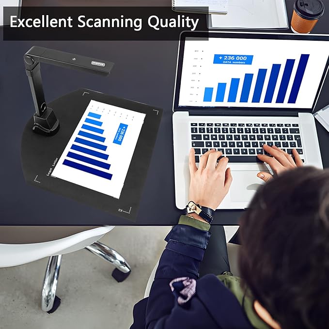 NetumScan 13MP Book Document Camera for Teachers Multi-Language OCR Recognition by AI Technology Foldable &amp Portable Real-time Projection Video Recording Capture Size A3/A4-WindowsMac OSLin