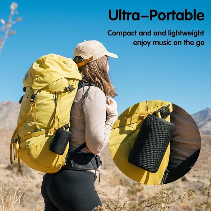 MusiBaby M68 Portable Bluetooth Speaker – Wireless Waterproof Sound for Home and Outdoor Use – Deep Bass Dual Pairing 24H Playtime Compact Design (Black)