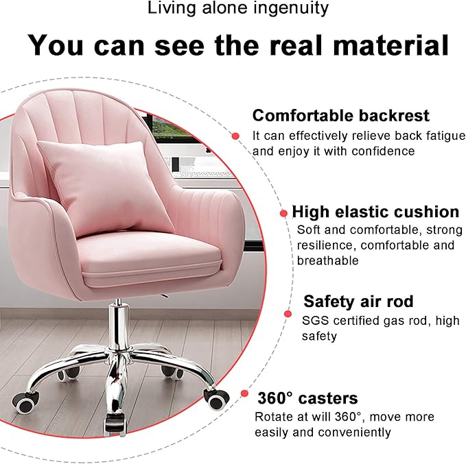 Office Chair Gaming Chair Computer Chair Adjustable Swivel Chair Modern Mid-Back Desk Chair Armchair for Executive Living BedroomUpholstered Computer Chair with ArmrestHome Velve