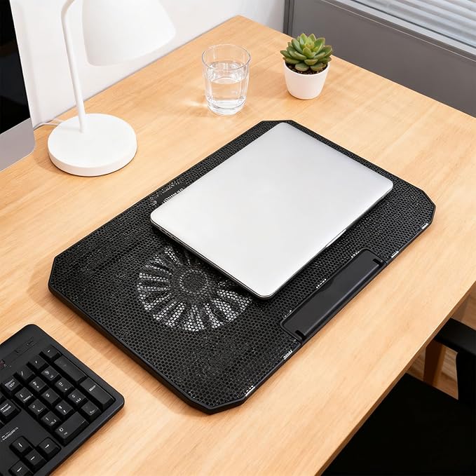 2-Fan Computer Cooling Pad Height Adjustable Laptop Stand with Phone Holder Lightweighted for Airflows Boosting Cooling Pad with Phone Stand