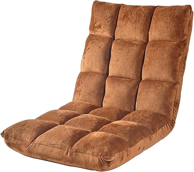 ELEFOCUS Adjustable Floor Chair with Back Support - Folding Sofa Chair 6 Positions Padded Lazy Sofa for Gaming Reading(F)