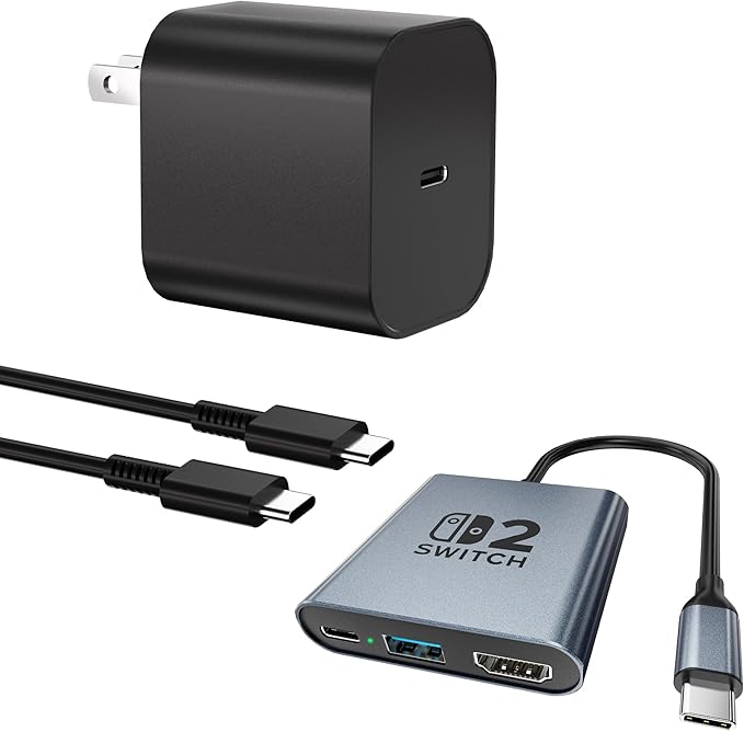 Switch 2 Portable USB-C Dock (with Ethernet Port) Supporting 4K@120Hz/PD 100W/USB Ports Includes 20V/3A Power Adapter and HDMI Cable Compatible with Switch/Steam Deck/ROG Xbox Ally X/Legion Go 1/2