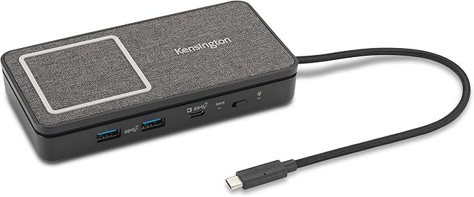 Kensington USB-C Hub with Qi Charging Dual HDMI 4K@60Hz 100W PD Pass Through Charging 1Gbps Ethernet Port Compatible with MacBook iPad HP Lenovo Laptops (K32800WW) Black