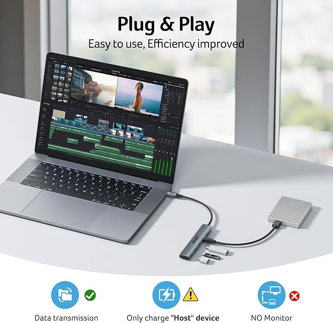 Acer 10 Gbps USB C Hub USBC Splitter with 4*USB C 3.2 and 100W PD Port Fast Transfer Type-C Multiport Adapter Compatible with MacBook Pro/M2/M1 iPad Surface Pro XPS【No Video Output】