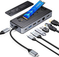 ORICO USB-C Hub with M.2 SSD Enclosure 8-in-1 USB C Docking Station Fits M.2 NVMe/SATA SSD 10Gbps 4K@60Hz HDMI 100W PD Ethernet - OM28PR