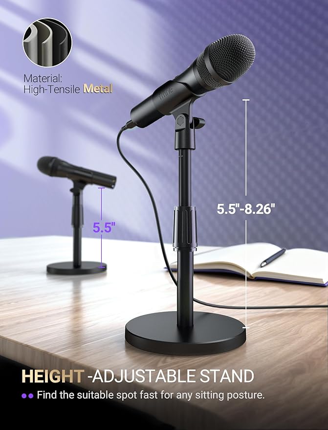 FIFINE USB/XLR Dynamic Microphone for Podcast Recording Studio Handheld Mic Set with Desktop Stand for Vocal Voice Over Streaming Black-AmpliTank TANK2