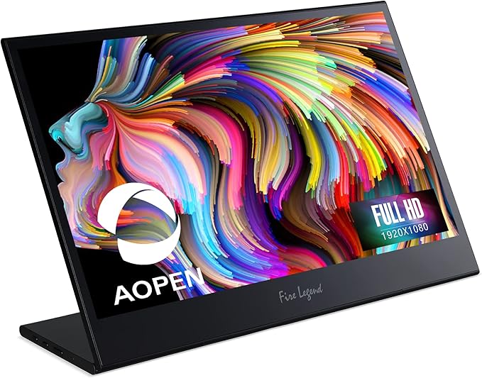 AOPEN by Acer Portable Monitor 16PM6QT bmiux 15.6-inch Full HD (1920 x 1080) Portable IPS Touch Monitor (2 x USB Type-C &amp 1 x Mini HDMI Port)
