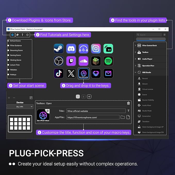 FIFINE AmpliGame Stream Controller with 15 Macro Keys Streaming Keyboard with Trigger Actions in OBS/Twitch/YouTube/Streamlabs Shortcut Buttons Keypad Works with Mac and PC-D6