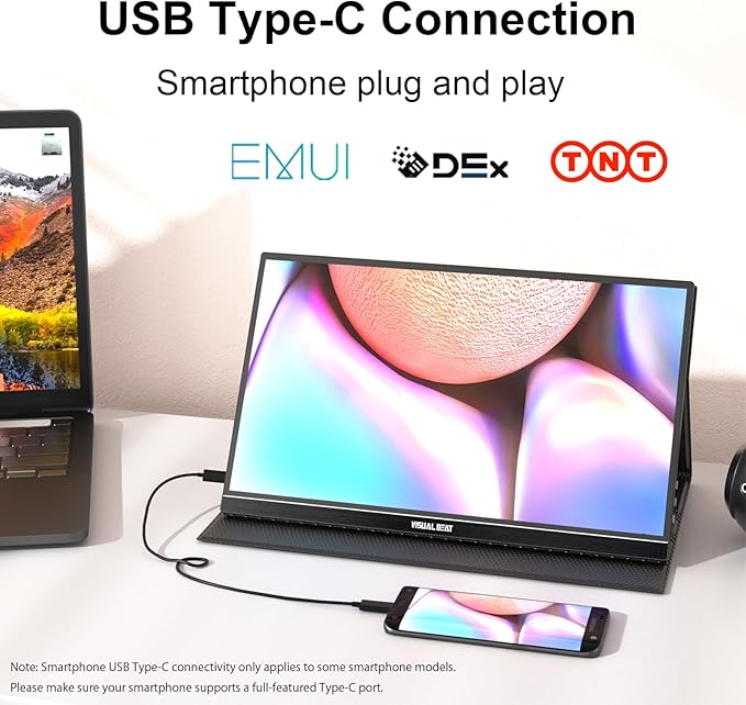 Portable Monitor Touch Screen 15.6'' 1080P USB-C HDMI Computer Display HDR IPS Eye Care Screen 100% sRGB with Smart Cover Dual Speakers for Laptop PC Mac Phone PS4/5 Xbox Switch
