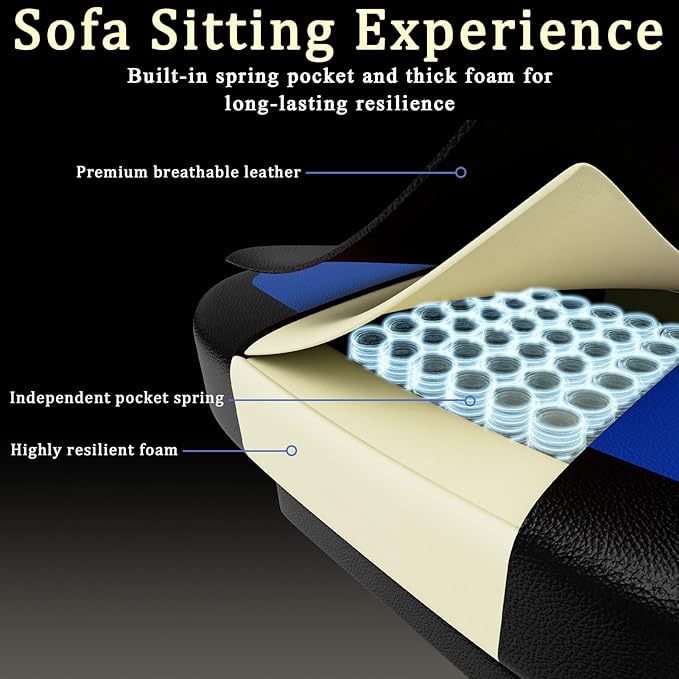 Gaming Chair with Pocket Spring Cushion and Footrest Ergonomic Computer Chair for Adults Breathable PU Leather Game Chair