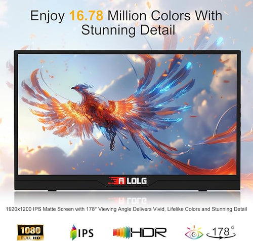 144Hz 16 Portable Monitor1920×1200 FHD IPS Plug&ampPlay Second External Monitor with USB-C Mini HDMI PortSecond Screen Compatible with PC Phone Mac Xbox PS4/5-Z8