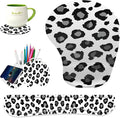 Keyboard Wrist Rest Pad Ergonomic Mouse Pad SetNon-Slip PU Base for Laptop Home Gaming OfficeMatching Elephant Pen Holder and Cup Coaster(Leopard Print) …