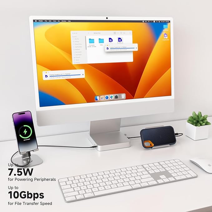 Minisopuru DS802PRO iMac Accessories with 4K@60Hz HDMI USB C Charging 2.5GbE 4TB M.2 SSD Enclosure USB C Hub for iMac 24 inch M1/M3/M4 iMac Hub with 4 USB SD/TF Audio | Silver