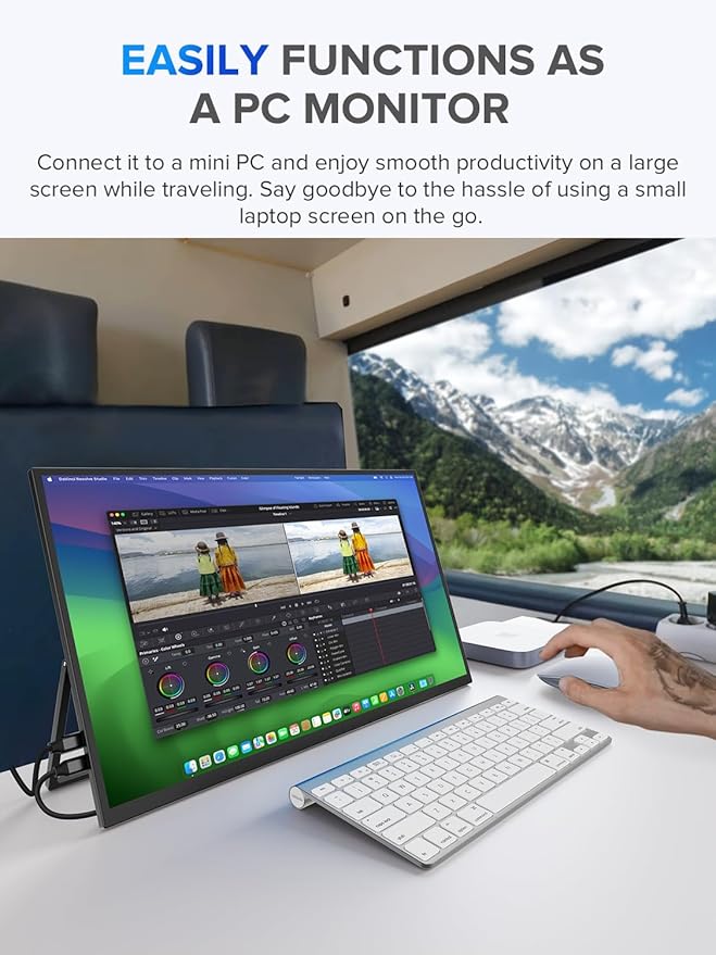 UPERFECT 22 Portable Monitor 2K QLED w/VESA &amp 180° Adjustable Stand 2560×1440 QHD FreeSync HDR Gaming Display USB-C HDMI Travel Second Monitor for Laptop Phone PC &amp Gaming Consoles
