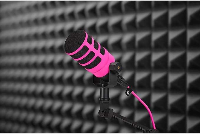 Rode PodMic Cardioid Dynamic Broadcast Microphone with WS14 PodMic Pop Filter - Pink