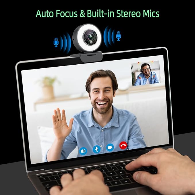 Angetube 1080p Webcam with Ring Light for Streaming: USB 60FPS Web Camera with Microphone-HDR-Enabled-HD Auto Light Correction Web Cam with Adjustable FOV for Teams Zoom PC/Laptop/Mac/Desktop