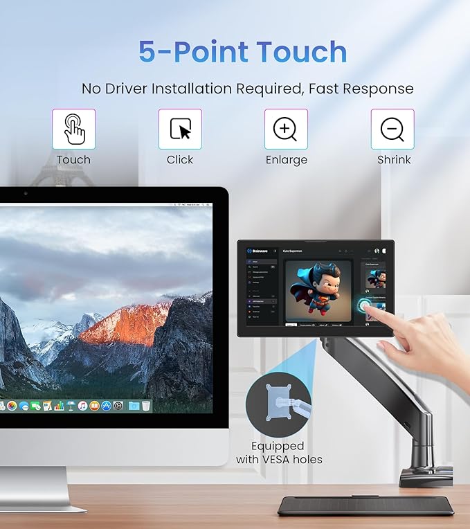 7 Inches Touchscreen Monitor HD 1024×600 IPS LCD Capacitive Touch Screen Compatible with R Pi 4B/3B+/3B/2/1B+/Zero Ora Pi 5 Por/3 Plus/3B/4B Ban Pi and Windows 10/8/7 (CX-080-A US)