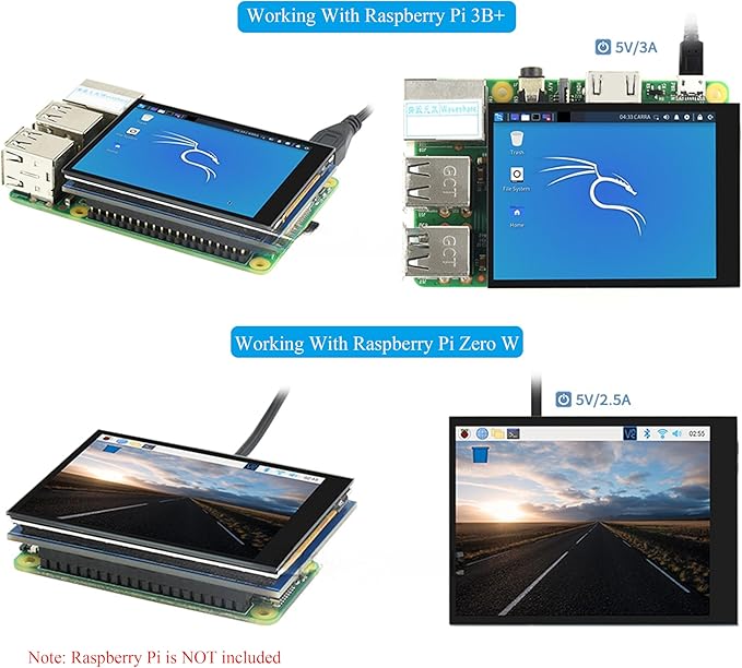 2.8inch DPI LCD Screen Compatible with Raspberry Pi 5/4B/3B+/3B/3A+/Pi Zero/Zero W/WH/Zero 2W 480x640 Resolution IPS Display 5-Points Capacitive Touch Control Optical Bonding Toughened Glass Cover