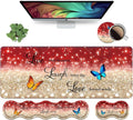 Ergonomic Keyboard Wrist Rest &amp Mouse Pad Wrist Rest SetLarge XXL Gaming Desk Mat 31.5x 11.8Non-Slip Base Memory FoamEasy Typing Pain Relief for Office &amp HomeRed Glitter Quote Live Laug