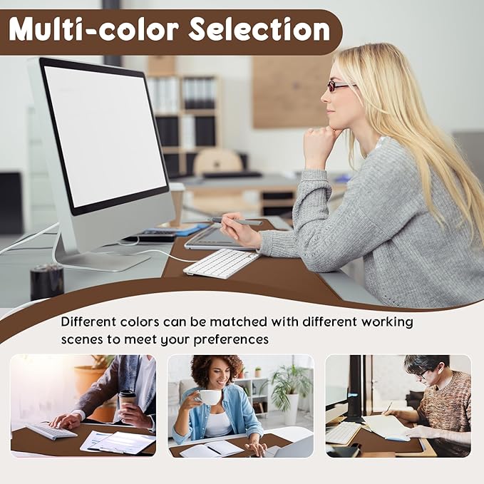 Konohan Heated Desk Pad Warm Mouse Pad 5 Heating Level &amp 4 Hour Auto Shut-Off PU Leather Warm Mouse Mat Heating Keyboard Gaming Mice Warmer Mat Only Supports 110v(Brown Color31.5 X 13)