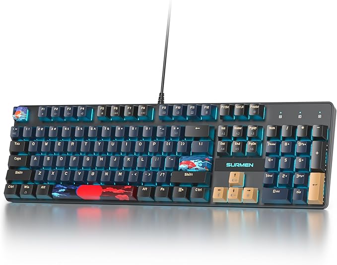RGB Gaming Mechanical Keyboard 104 Keys Full Size Wired With Number Pad Creamy Linear Red Switch NKRO for PC Gamer