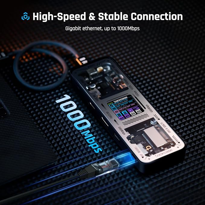 DOCKCASE Explorer Edition USB C Hub (10-in-1) with 4K@60Hz HDMI &amp DP Gigabit Ethernet1 USB-C and 3 USB-A Ports100W Power Delivery UHS-II TF/SD Card Slot for MacBook Air/ProXPSand More