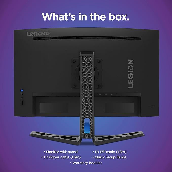 Lenovo Legion R27fc-30 Gaming Monitor 27 FHD Curved 280Hz 0.5ms MPRT AMD FreeSync VESA Adaptive Sync Lift/Tilt/Pivot/Swivel Stand HDMI 2.1 and DisplayPort 1.4 350 nits Raven Black