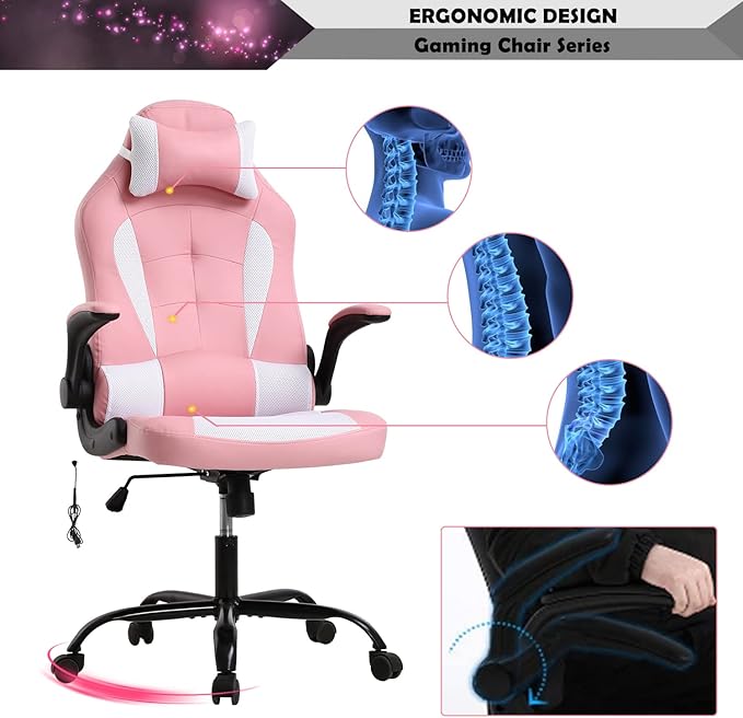 Massage Gaming Chair for Adults PC Chair Silla Gamer Chair Gaming Chair Cheap Game Chair Ergonomic Desk Chair with Headrest Lumbar Support High Back Video Game Chairs for Kids Ages 8-12