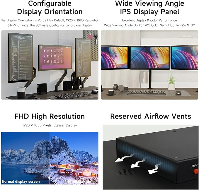 waveshare 21.5inch Capacitive Touch Monitor 1080×1920 Full HD Compatible with Raspberry Pi/Jetson Nano/PC-Monitor Only