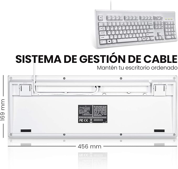 Perixx PERIBOARD-106 USB Keyboard – High Performance – High Curved Keys – Full-Size with Numeric Keyboard – Black – QWERTY Spanish