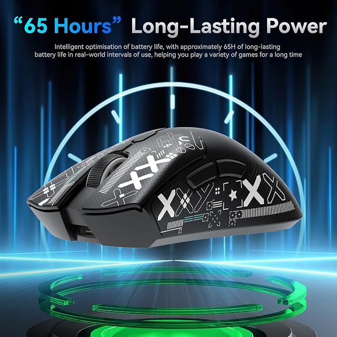 ATTACK SHARK X68 HE Wired Rapid Trigger Mechanical Gaming Keyboard and R1 Mouse with Adjustable ActuationCoiled CableUSB C/2.4Ghz Wireless/BT Ultralight 18K DPI Mice for Esport Gamer(Black Contour)