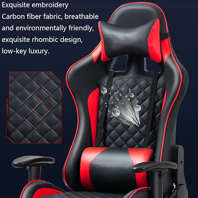 Gaming Chair with Footrest Office Racing Desk Ergonomic Chair Leather Reclining Gamer Chair Adjustable Armrest High Back Computer Chair Yellow
