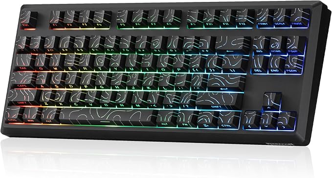 Redragon K737 PRO Wireless 87 Keys Gasket Gaming Keyboard 80% Premium CNC Aluminum Mechanical Keyboard Hot-Swap South-Facing LED Socket 5-Layer Noise Dampening Side-Printed PBT Contour Line Keycap